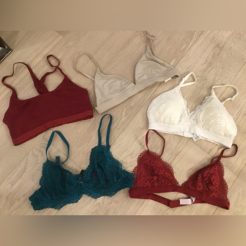 Elegant Bralette Set - Red, Teal, Cream